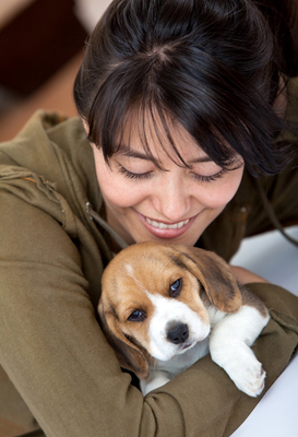 Girl with a puppy